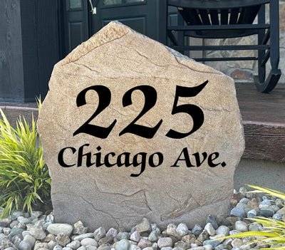 Personalized elegant address stone engraved with custom house numbers