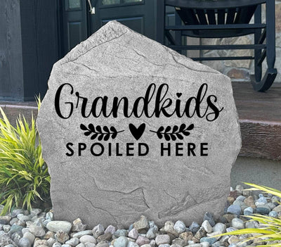 Decorative rock for grandparents’ garden with engraved lettering