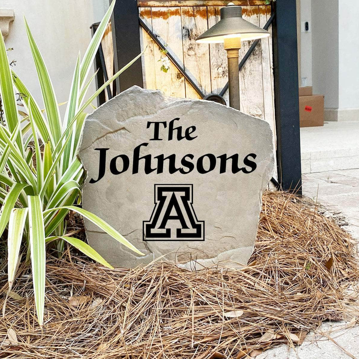 Handcrafted in the USA, this University of Arizona Name Stone features officially licensed collegiate artwork with deep precision engraving. Available in Sandstone and Greystone finishes for lasting outdoor durability.