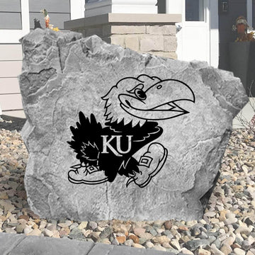 Celebrate your favorite college team with a University of Kansas Logo Stone showcasing officially licensed Jayhawks artwork. Perfect for flower beds, outdoor living spaces, porches, and landscaped yards.