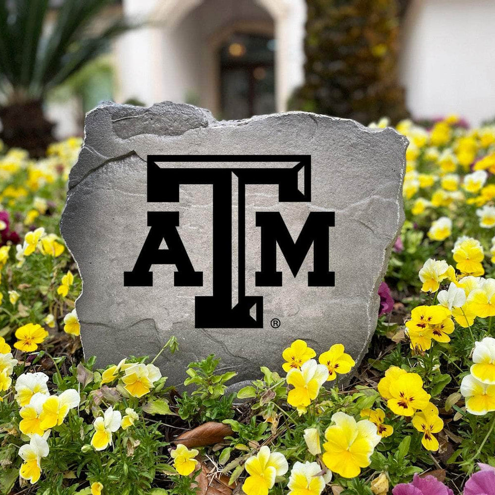 Decorative Texas A&M Aggies landscape stone showcasing the official team logo engraved directly into weather-resistant stone. A striking addition to patios, gardens, fan spaces, outdoor kitchens, and walkways.