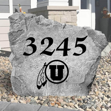 Officially licensed Utah Utes address plaque crafted from durable concrete, combining elegant home identification with lasting university pride.