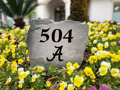 Engraved Alabama Crimson Tide address stone for garden or yard.