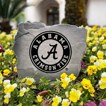 Decorative Alabama Crimson Tide landscape stone displaying the official university logo with weather-resistant craftsmanship for year-round outdoor beauty.