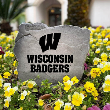 Officially licensed Wisconsin Badgers Logo Stone handcrafted in the USA with detailed team engraving and weather-resistant durability. This decorative garden stone enhances landscape beds and outdoor spaces with lasting beauty and collegiate spirit.
