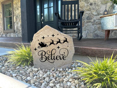 Decorative Christmas rock with Santa silhouette