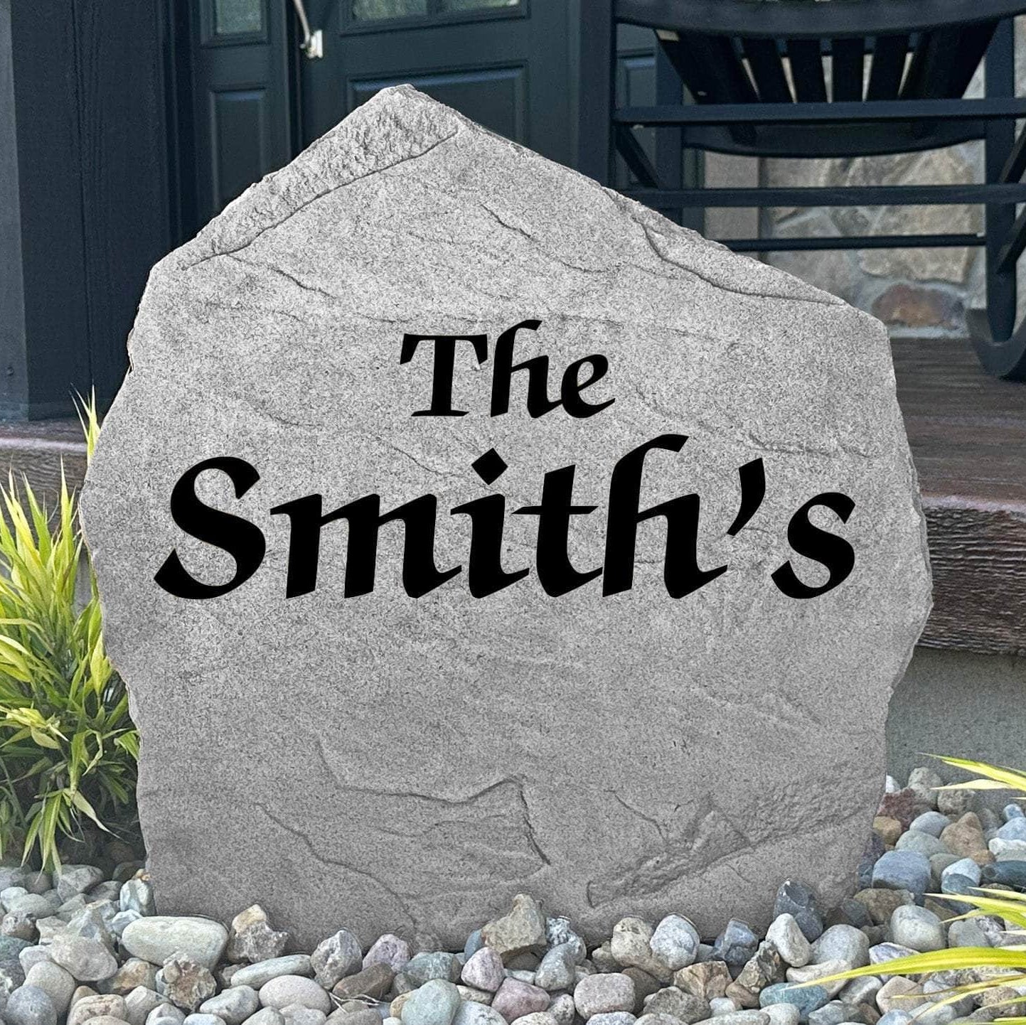 Custom bold family name plaque crafted from durable concrete, combining modern style with long-lasting outdoor beauty and premium craftsmanship.