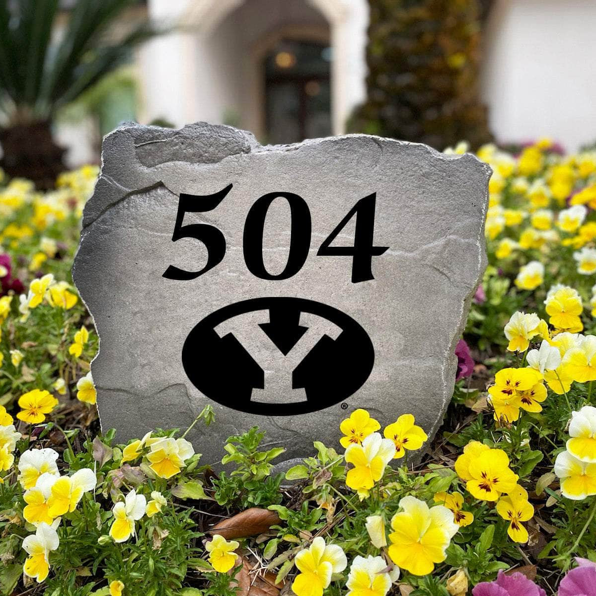 Premium Brigham Young University address monument personalized with your home's numbers, perfect for alumni, students, and devoted Cougars fans.