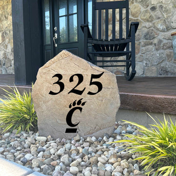 Decorative Cincinnati Bearcats house number stone designed to make your address stand out while celebrating your favorite college team. Perfect for walkways, flower beds, patios, and front entrances.