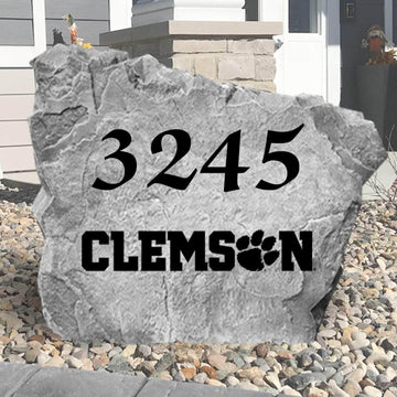 Officially licensed Clemson Tigers address plaque crafted from durable concrete, blending elegant home identification with lasting university pride.