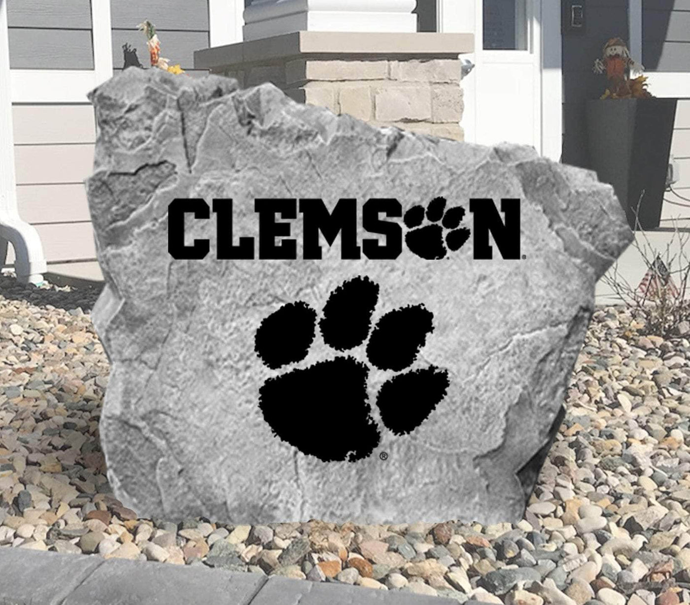Custom Clemson Tigers logo rock for landscaping décor