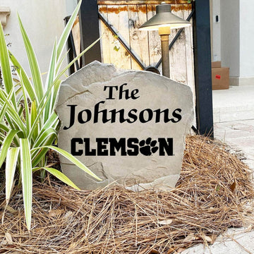 Custom Clemson University name marker designed to celebrate Tigers pride while enhancing gardens, patios, walkways, and welcoming entryways.
