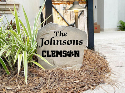 Custom Clemson University name rock for home décor