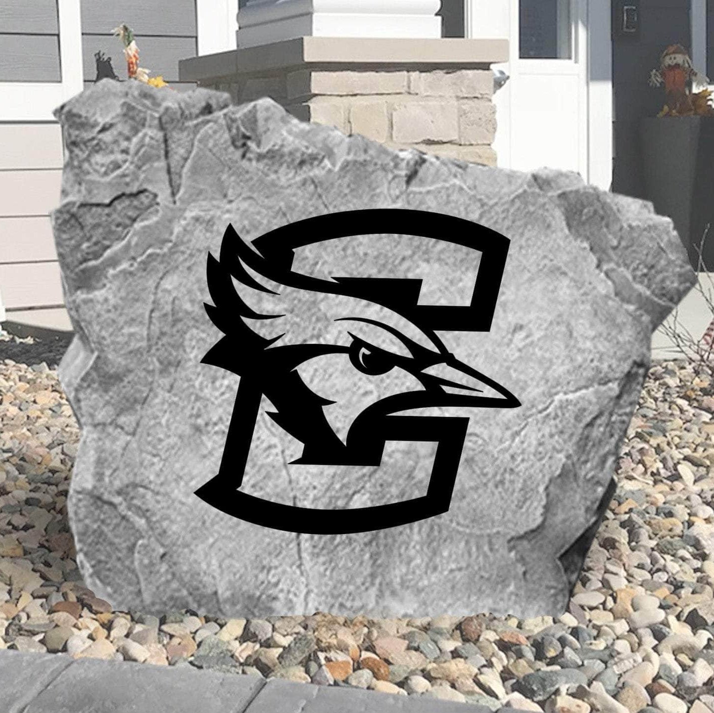 Creighton Bluejays concrete logo plaque crafted from durable concrete, showcasing school pride with timeless outdoor style and premium craftsmanship.