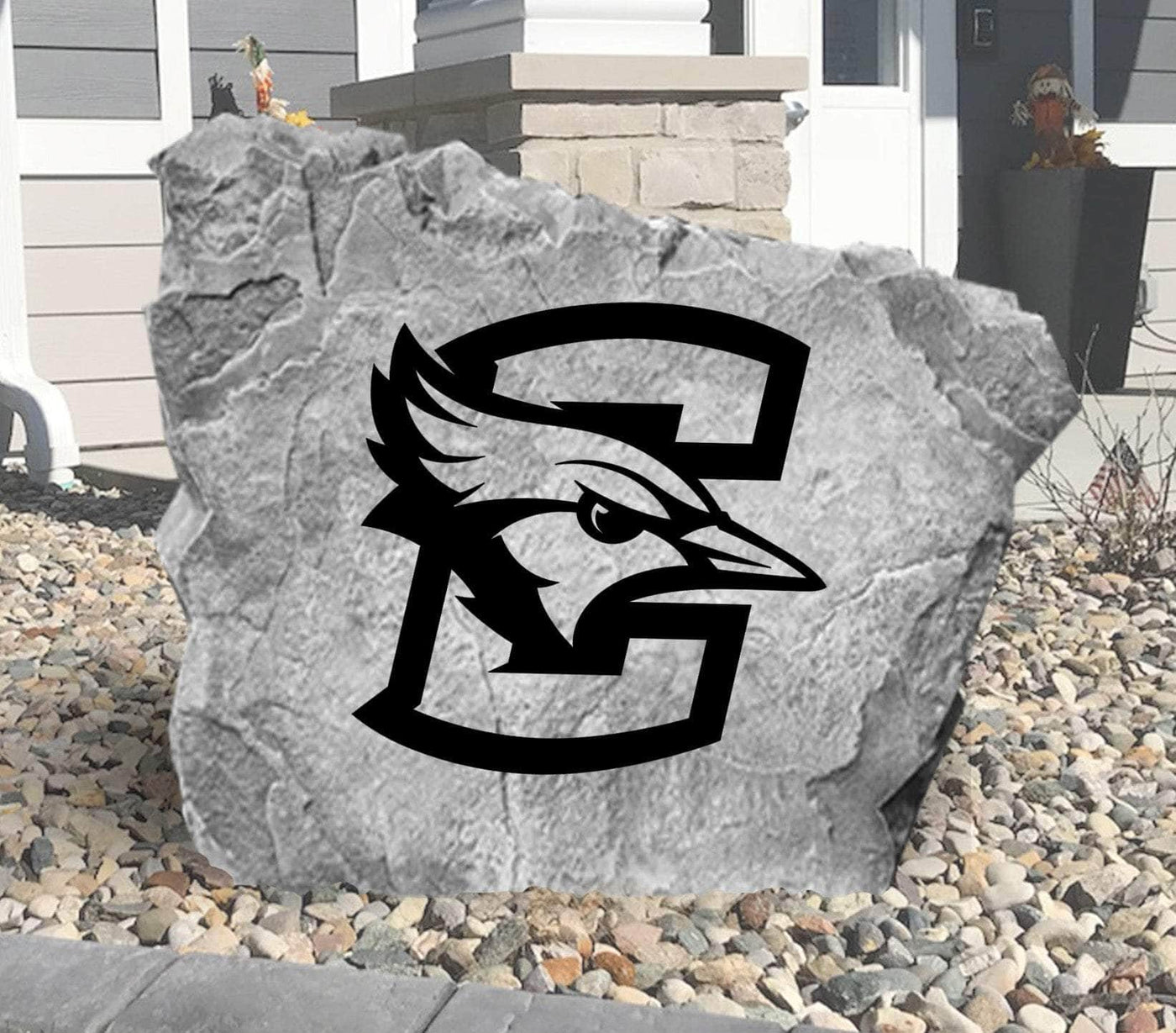 Custom engraved Creighton logo rock for alumni and fans