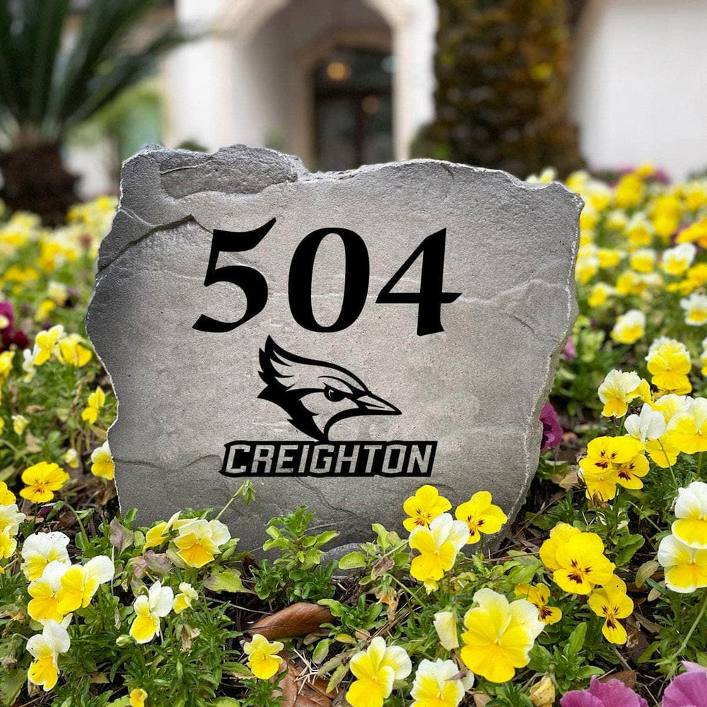 Premium Creighton University address monument personalized with your home's numbers, perfect for alumni, students, and devoted Bluejays fans.