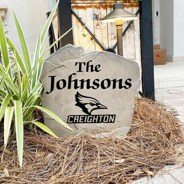 Custom Creighton University name marker designed to celebrate Bluejays pride while enhancing gardens, patios, walkways, and welcoming entryways.