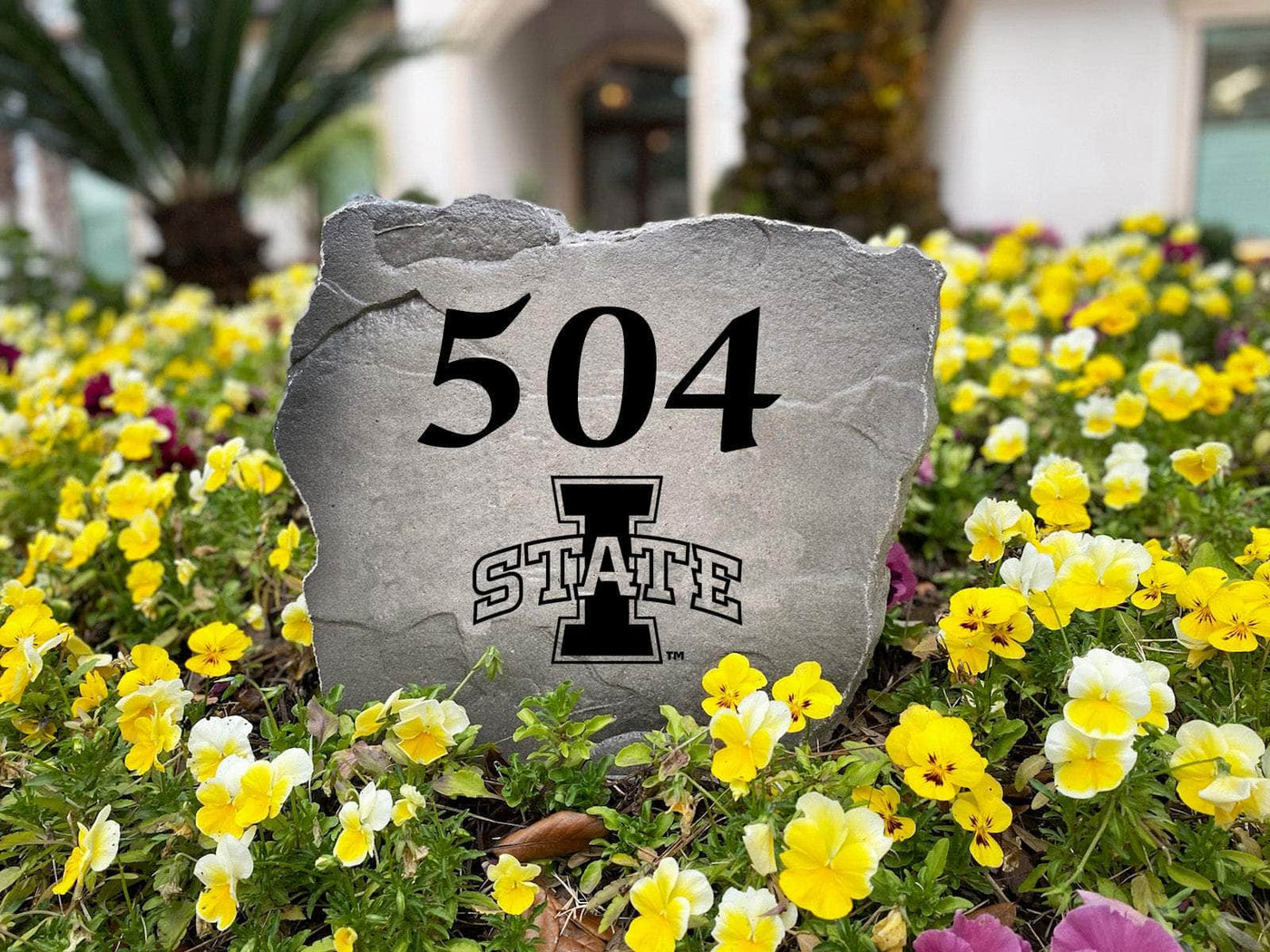 Decorative address stone featuring Iowa State