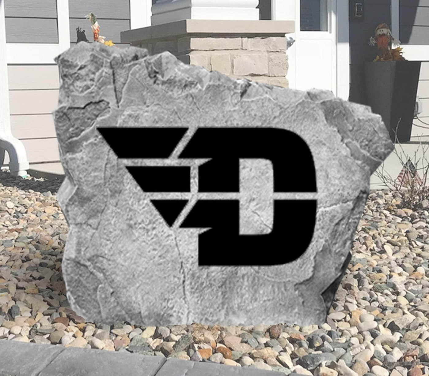 Engraved Dayton logo stone, perfect as a unique outdoor sign or gift.