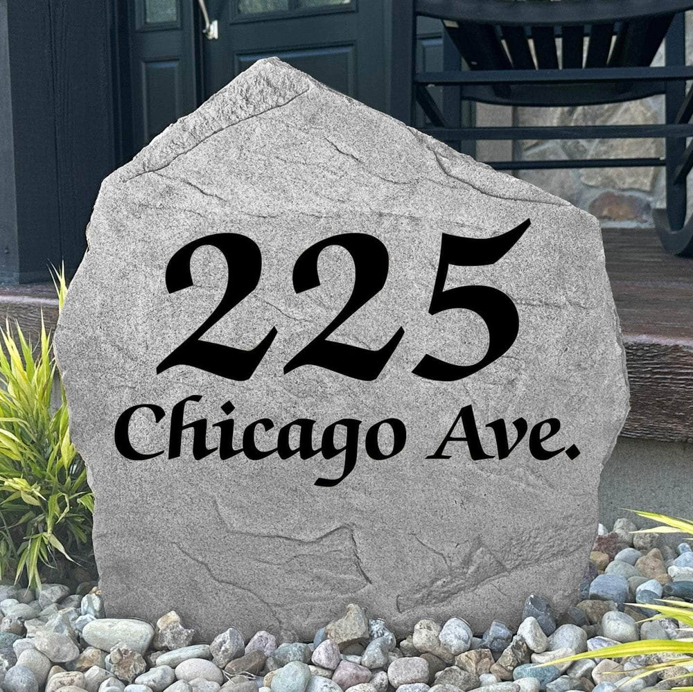 Custom elegant house number plaque crafted from durable concrete, designed to complement upscale landscaping with sophisticated outdoor beauty.