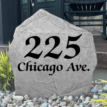 Custom elegant house number plaque crafted from durable concrete, designed to complement upscale landscaping with sophisticated outdoor beauty.