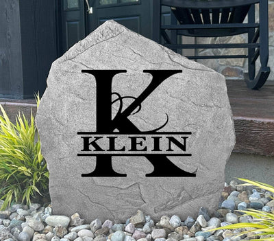 Custom Fancy Monogram rock sign for garden, patio, or porch display