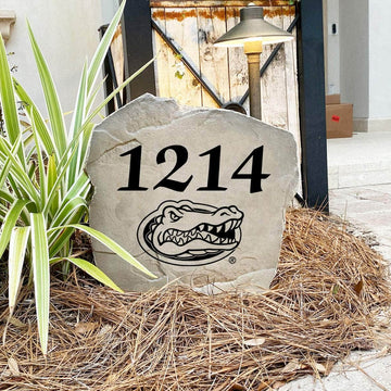 Custom University of Florida address marker featuring engraved street numbers, designed to enhance front yards, driveways, gardens, and walkways.