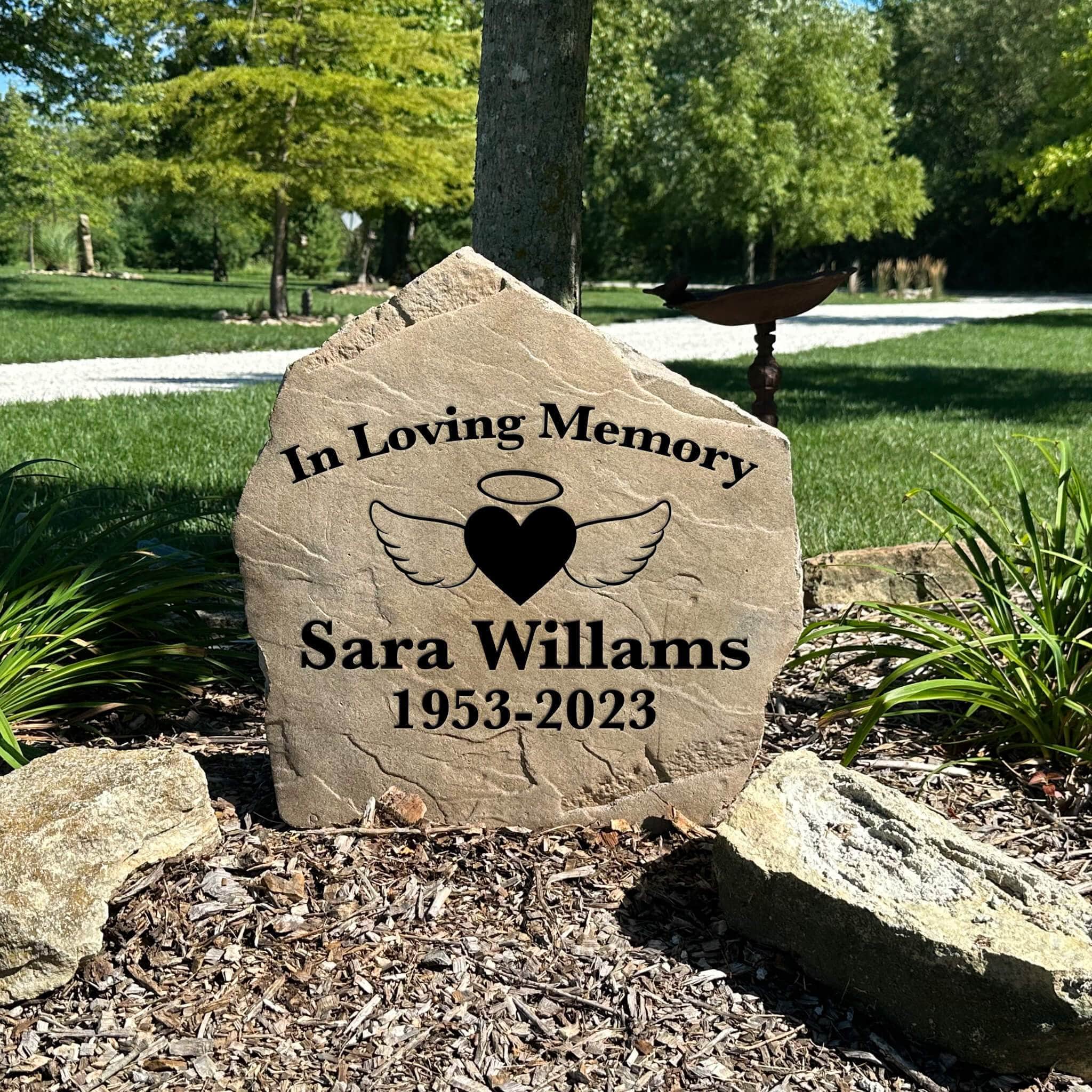 Weather-resistant sympathy garden monument designed to bring hope and serenity to flower beds, remembrance gardens, cemeteries, and quiet outdoor retreats.