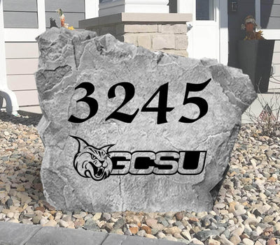 Personalized Georgia College address marker stone for landscaping.