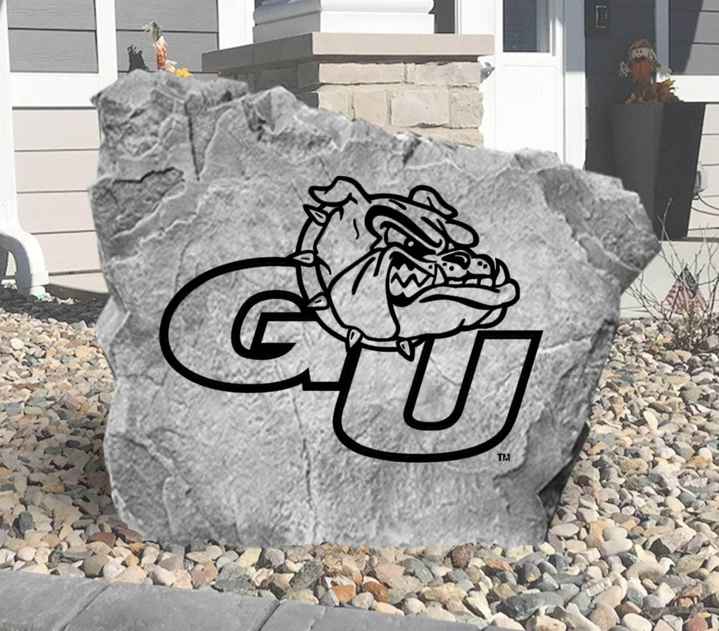 Custom Gonzaga Bulldogs logo rock for outdoor display