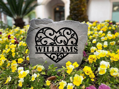 Elegant scroll heart design with name engraving, great gift for weddings or anniversaries.