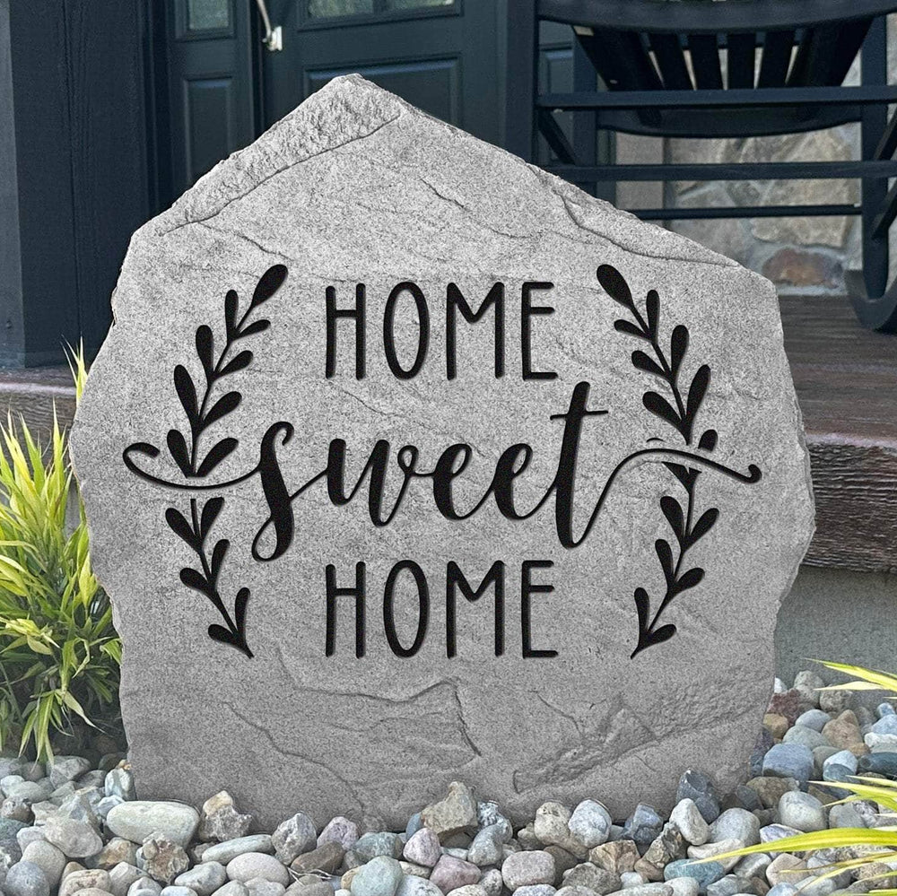 Decorative Home Sweet Home garden plaque crafted from durable concrete, adding timeless charm and welcoming style to your home's exterior.