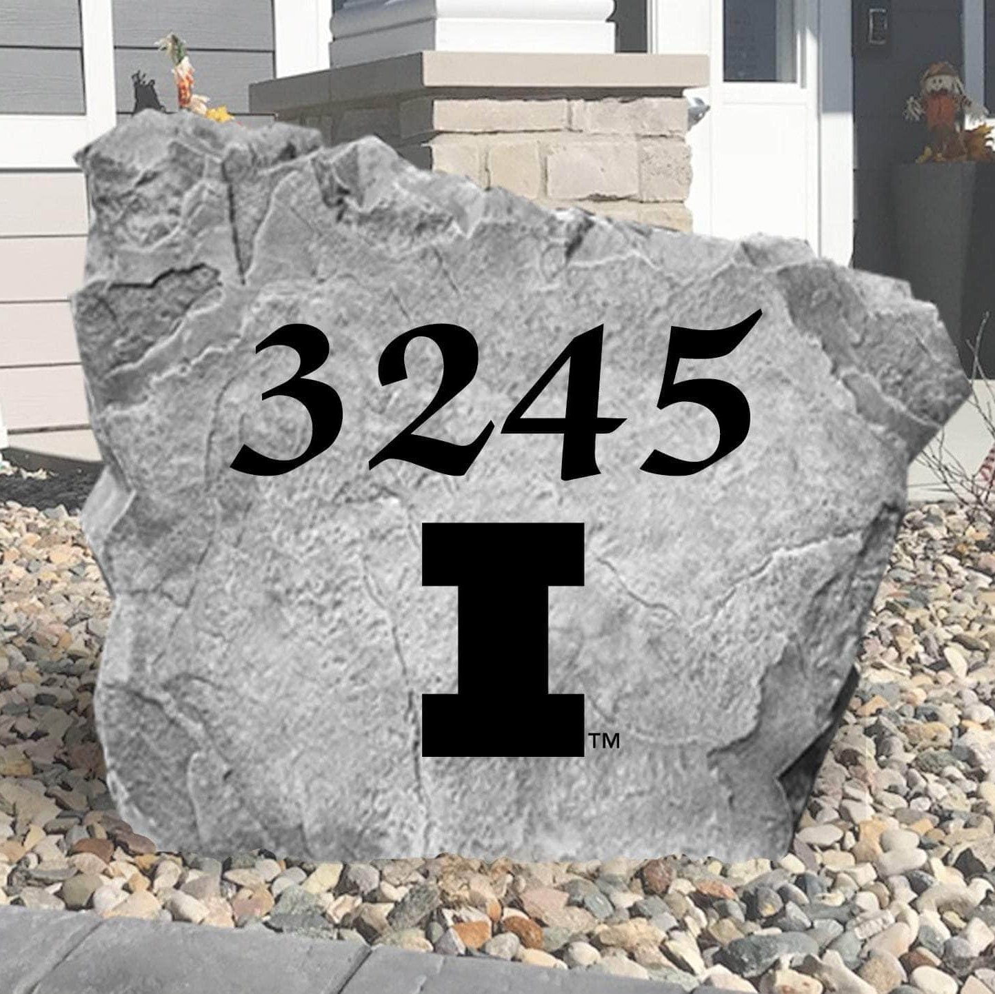 Officially licensed Illinois Fighting Illini address marker crafted from durable concrete to create a welcoming and highly visible front entrance.