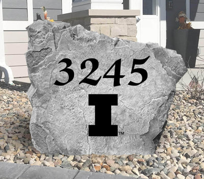 Engraved Illinois address stone, perfect as a unique outdoor sign or gift.