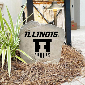 University of Illinois outdoor badge marker featuring a precision-engraved logo, crafted for alumni and loyal Illini fans who love lasting yard décor.