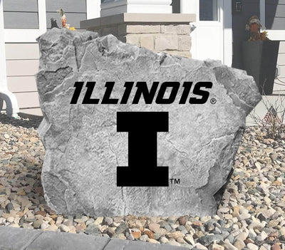 Engraved Illinois logo stone, ideal as a unique outdoor sign or gift.