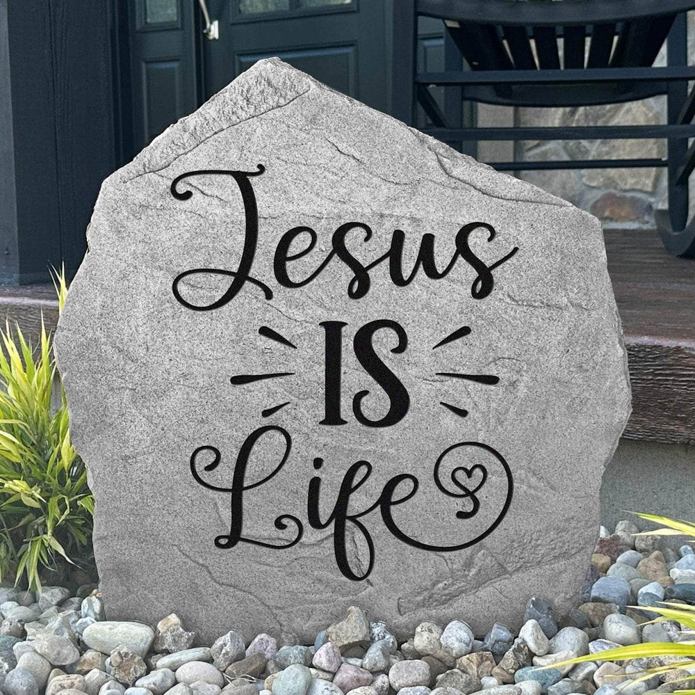 Inspirational Jesus Is Life landscape plaque crafted from durable concrete, creating a meaningful expression of hope and devotion for your home.