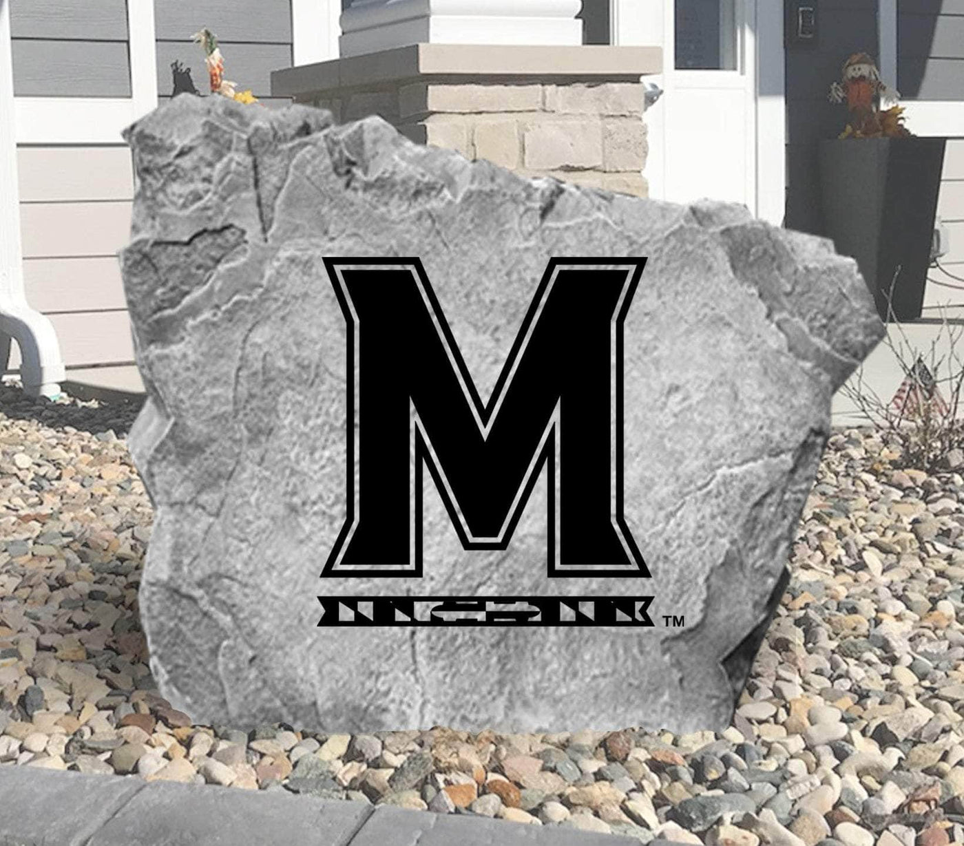 Engraved Maryland logo stone, ideal as a unique outdoor sign or gift.