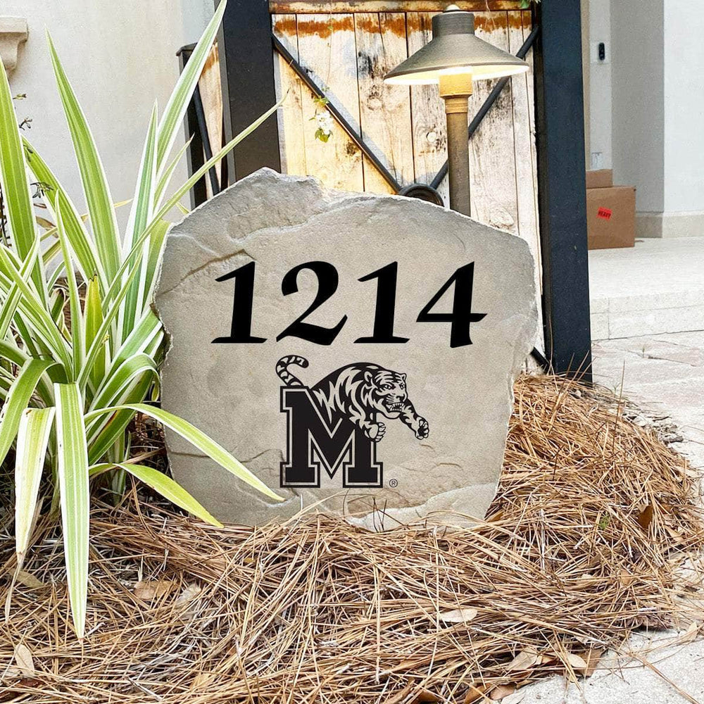 Custom Memphis house number marker designed to showcase your Tigers spirit while enhancing front yards, gardens, walkways, and driveways.