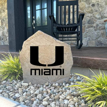 Decorative Miami Hurricanes Logo Stone with officially licensed team graphics carved directly into the stone surface. Ideal for gardens, patios, fan caves, and entryways, this outdoor décor celebrates Miami tradition and school pride.