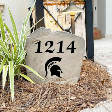 Custom Michigan State University house number marker designed to showcase your Spartans spirit while enhancing gardens, walkways, driveways, and front landscapes.