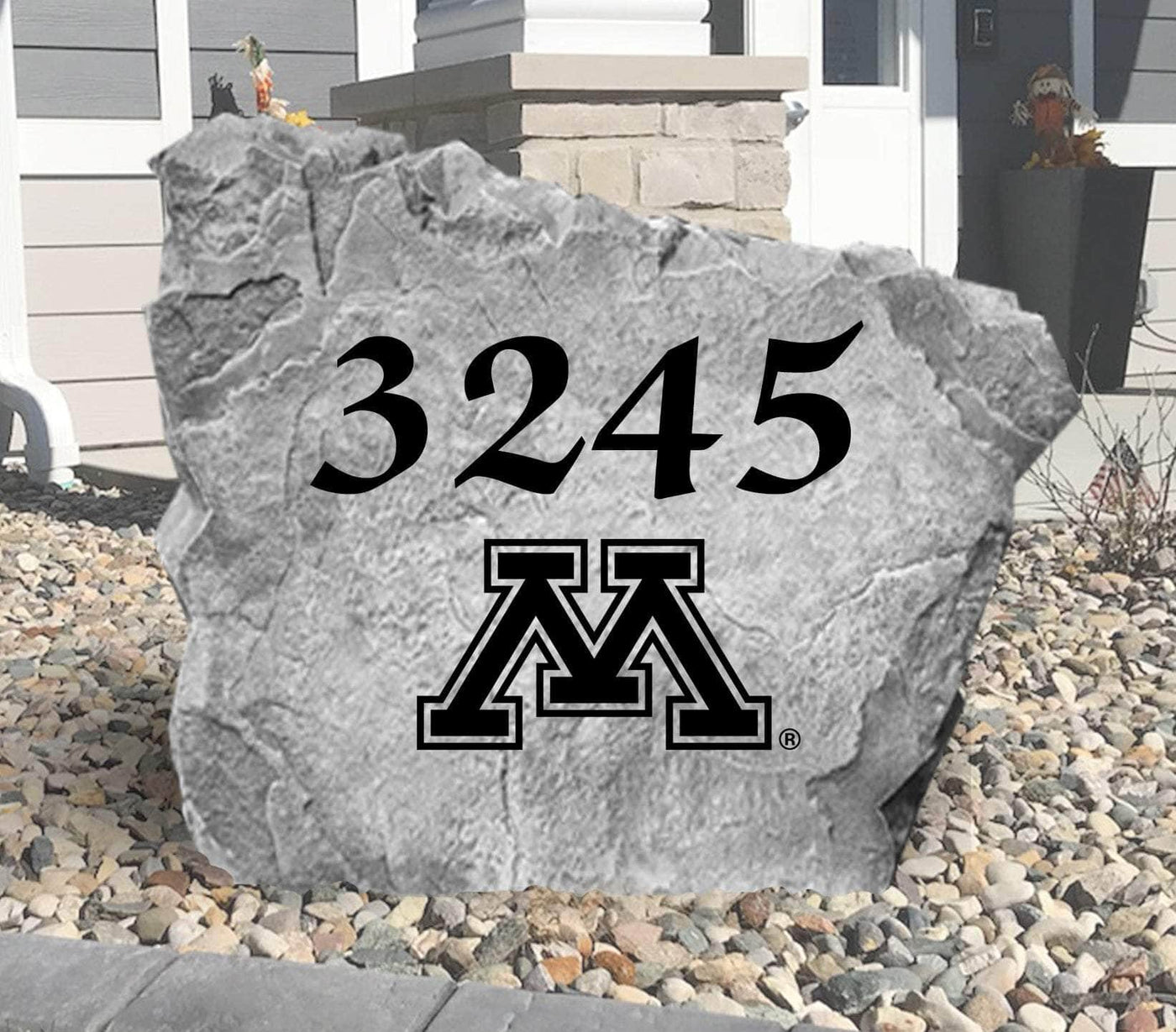 Engraved Minnesota address stone, perfect as a unique outdoor sign or gift.