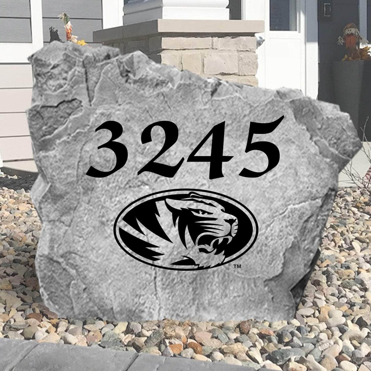 Custom Missouri Tigers address marker designed to combine school spirit with easy-to-read house numbers and lasting outdoor performance.