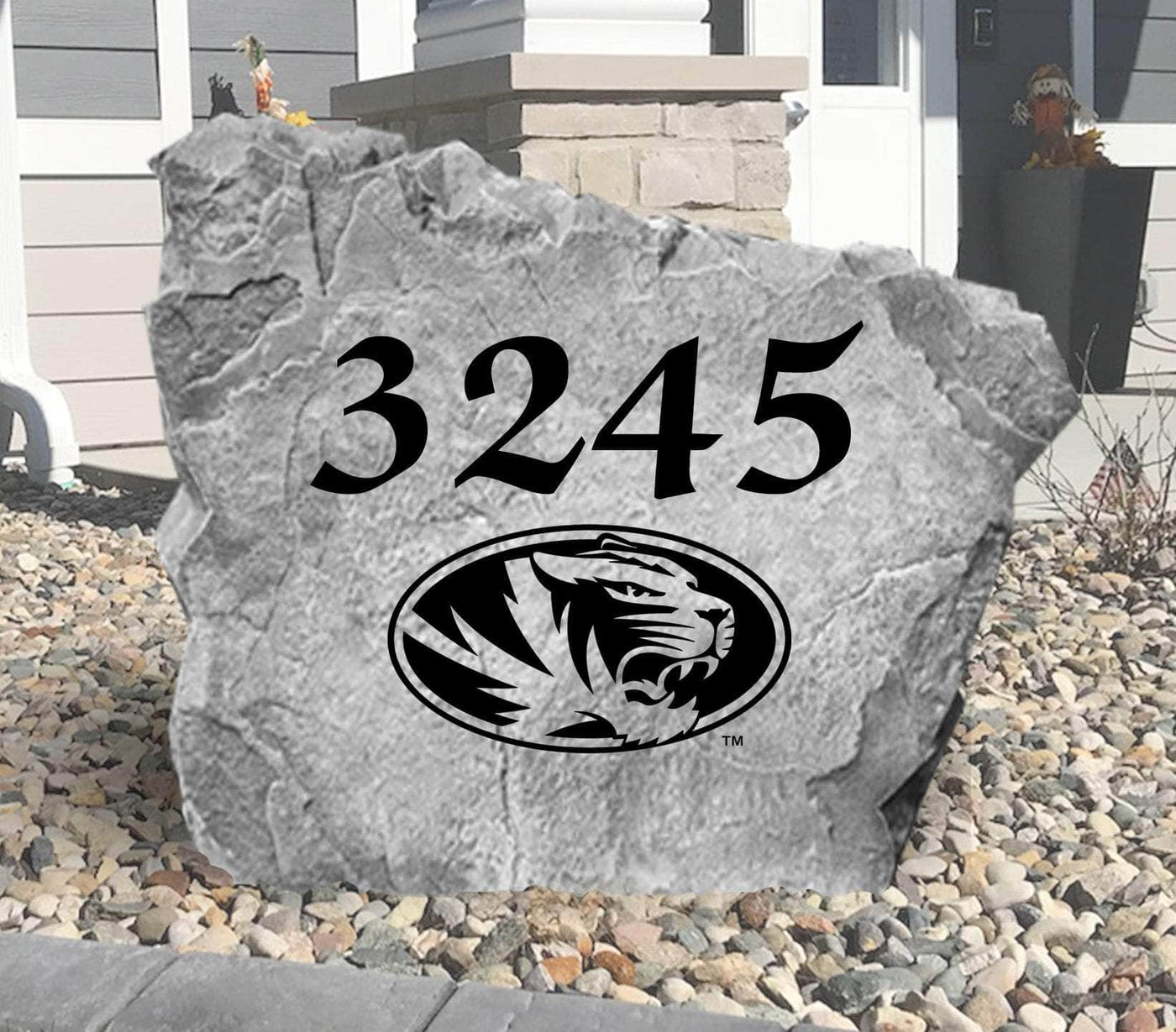 Engraved Missouri address stone, perfect as a unique outdoor sign or gift.