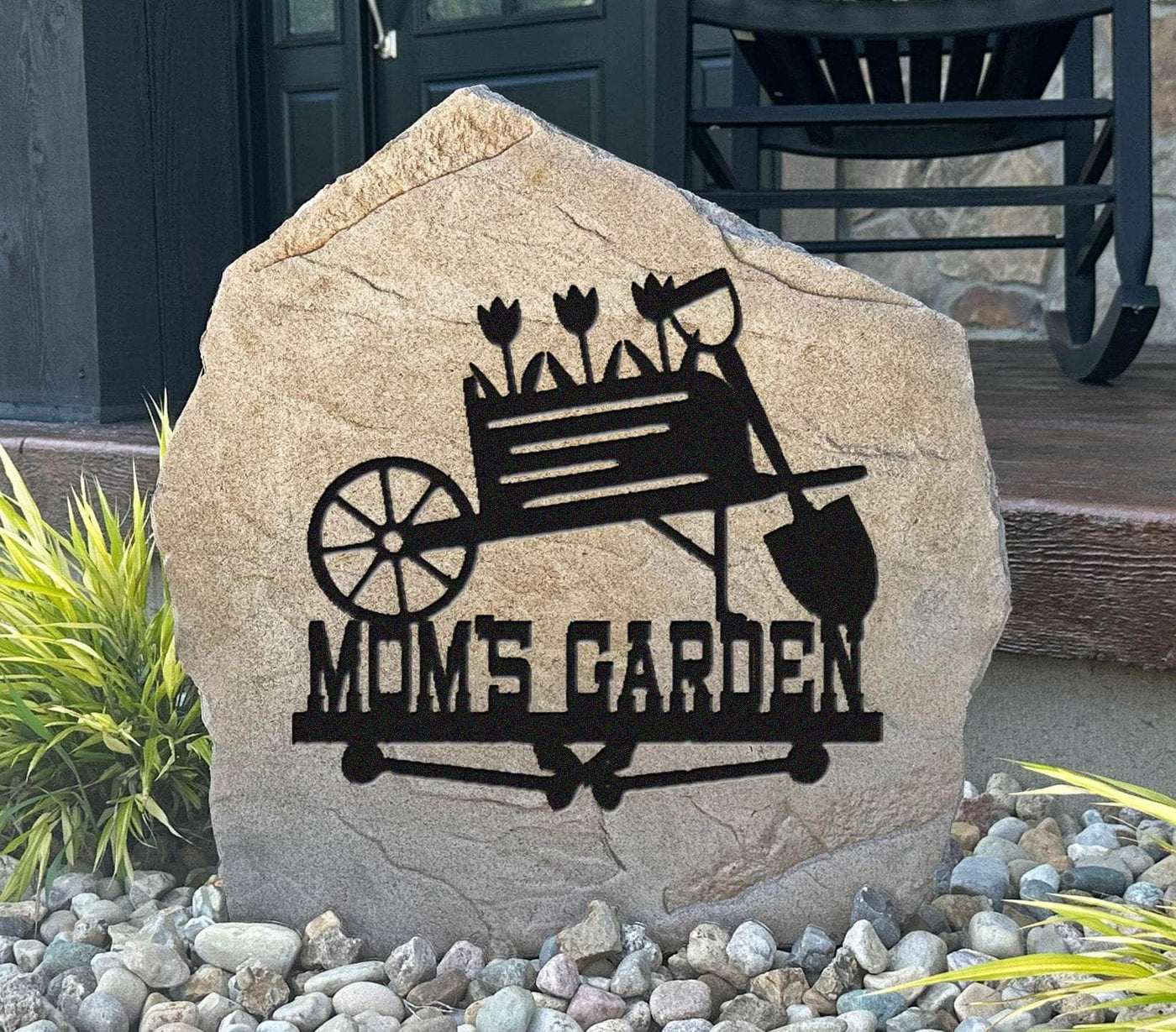 Personalized Mom’s Garden rock sign for flower beds, porch, or patio décor