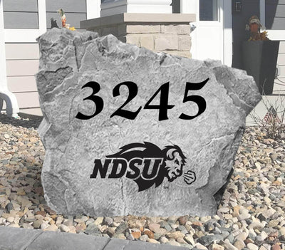 Engraved NDSU logo address rock for home landscaping
