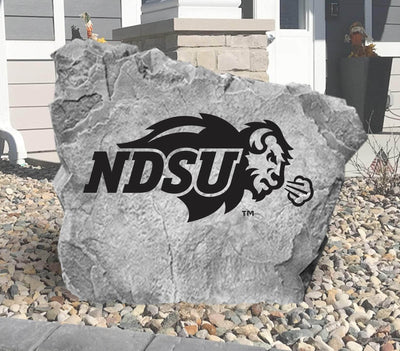 Engraved NDSU logo rock for garden or yard display