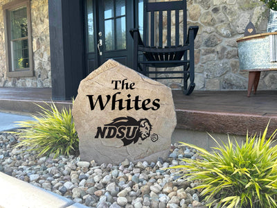 Custom engraved North Dakota State University Bison name stone
