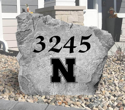 Engraved Nebraska address stone, ideal as a unique outdoor sign or gift.