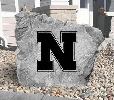 Engraved Nebraska logo stone, ideal as a unique outdoor sign or gift.
